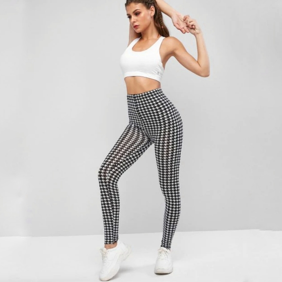 Zaful White Black Plaid Leggings, size 10 LG, NWOT - Picture 7 of 11